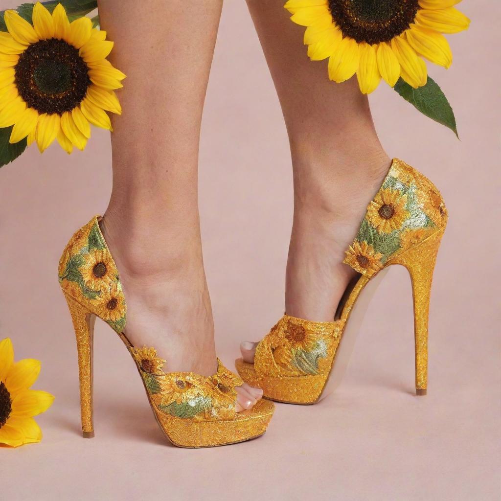 Radiant Sunflower Heels Summer Chic