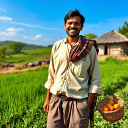 A husband from a village, depicted in a serene rural setting