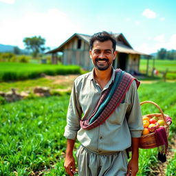 A husband from a village, depicted in a serene rural setting