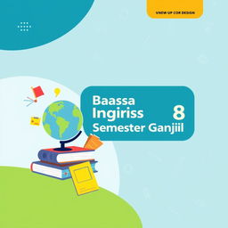 An editable cover design for an English subject book for 8th-grade students in the 2024-2025 curriculum, featuring a flexible layout that can be easily modified