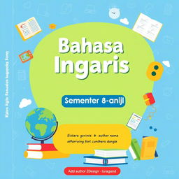 An editable cover design for an English subject book for 8th-grade students in the 2024-2025 curriculum, featuring a flexible layout that can be easily modified