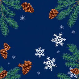Wallpaper design featuring a deep blue background with green spruce branches adorning the edges