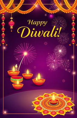 A vibrant Diwali poster designed for a business, showcasing a festive atmosphere