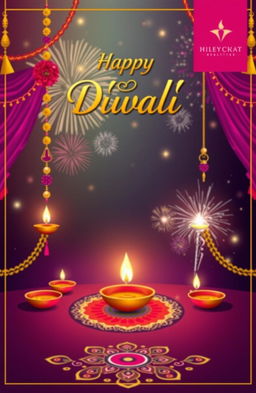 A vibrant Diwali poster designed for a business, showcasing a festive atmosphere