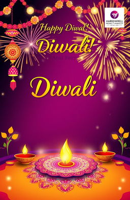 A vibrant Diwali poster designed for a business, showcasing a festive atmosphere
