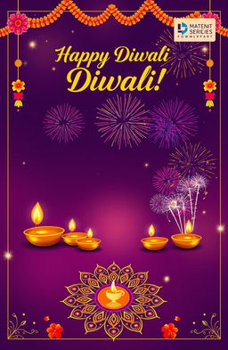 A vibrant Diwali poster designed for a business, showcasing a festive atmosphere