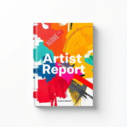 A visually striking book cover design for an artist report featuring a contemporary art theme