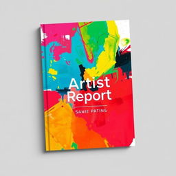 A visually striking book cover design for an artist report featuring a contemporary art theme