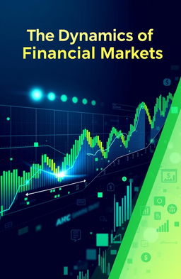 Create a visually stunning cover for a financial market book titled 'The Dynamics of Financial Markets'