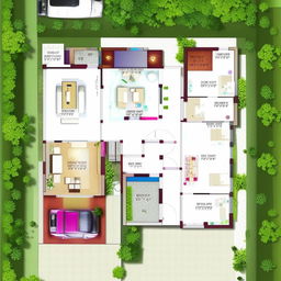 Draw a floor plan of a 1580 square feet house featuring two car parks, a garden, a drawing area, a guest room, a common washroom, a kitchen, a dining area, a master bedroom with an attached washroom, and a utility area.