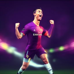 An animated depiction of Cristiano Ronaldo in mid celebration