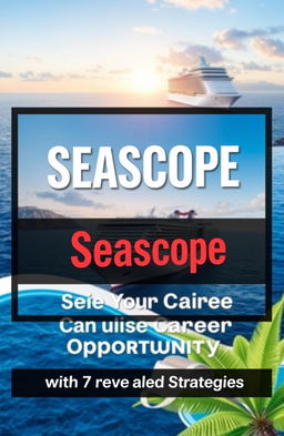 Create an engaging ebook cover design for 'Seascope' with the tagline 'Seize Your Cruise Career Opportunity with 7 Revealed Strategies'