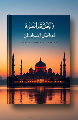 A beautiful book cover design featuring a majestic masjid (mosque) in a serene landscape