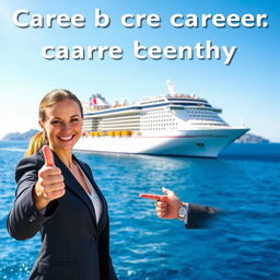 A visually engaging image depicting a luxury cruise ship in the middle of a bright, sunny ocean, highlighting the potential career opportunities in the cruise industry