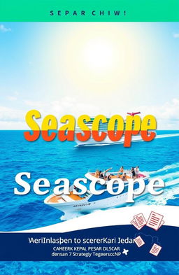 A captivating ebook cover design for Seascope, featuring a vibrant cruise ship sailing on crystal blue waters under a sunny sky