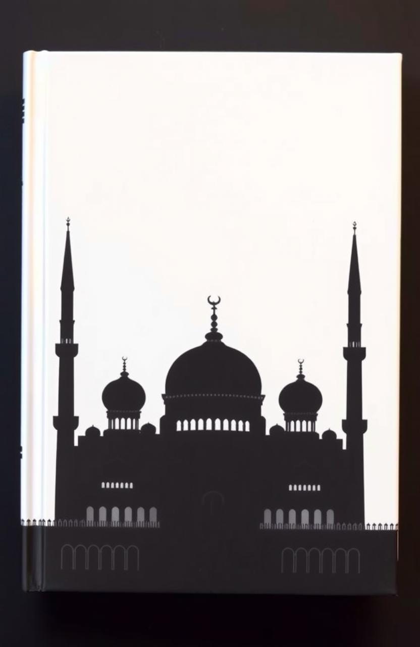 A stunning book cover featuring a pure black mosque silhouette, showcasing elegant architectural elements like domes and minarets against a soft, gradient background transitioning from dark to light