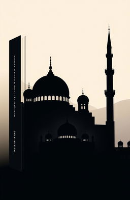 A stunning book cover featuring a pure black mosque silhouette, showcasing elegant architectural elements like domes and minarets against a soft, gradient background transitioning from dark to light