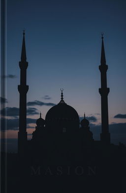 A striking book cover featuring a black mosque with intricate architectural details