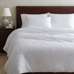 A thin white bed comforter, light in weight but still cozy, perfectly draped over a bed.