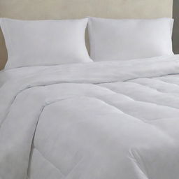 An ultra-thin white bed comforter, barely adding any bulk but greatly enhancing the look of the bed.