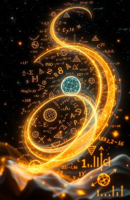 A visually engaging representation of mathematics, showcasing intricate mathematical symbols, formulas, and geometric shapes swirling together in a harmonious design