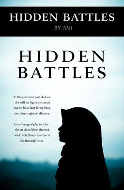 A poignant Wattpad cover for a story titled 'Hidden Battles' by Ami, featuring a silhouette of a girl wearing a hijab, evoking a sense of nostalgia and sadness