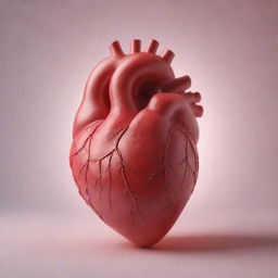 Create a vibrant, hyper-realistic image of a heart glowing in soft light.