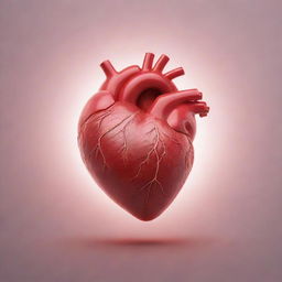 Create a vibrant, hyper-realistic image of a heart glowing in soft light.