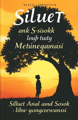 A cover illustration for a novel titled 'Siluet Anak dan Sosok Ibu yang Mengawasi'