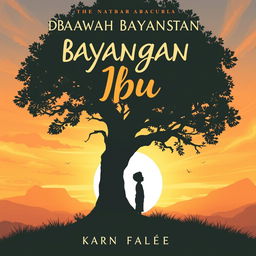 A cover illustration for a novel titled 'Di Bawah Bayangan Ibu'