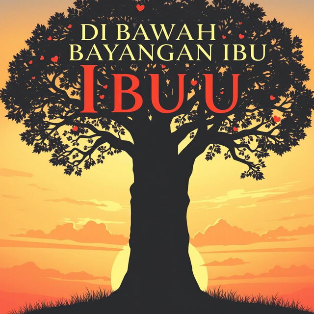 A cover illustration for a novel titled 'Di Bawah Bayangan Ibu'