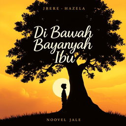 A cover illustration for a novel titled 'Di Bawah Bayangan Ibu'