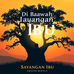 A cover illustration for a novel titled 'Di Bawah Bayangan Ibu'