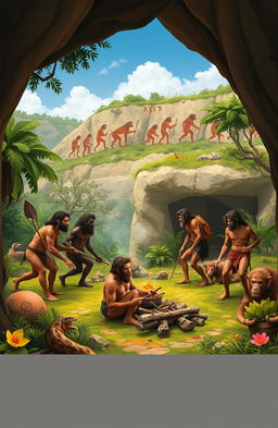 A visually engaging depiction of Homo sapiens, showcasing the evolution of humans from early ancestors to modern day