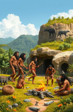 A visually engaging depiction of Homo sapiens, showcasing the evolution of humans from early ancestors to modern day