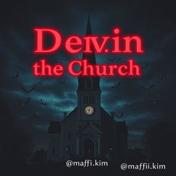 A large, imposing church set against a striking night sky, filled with bats flitting through the air