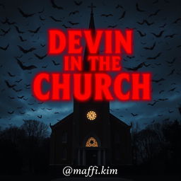 A large, imposing church set against a striking night sky, filled with bats flitting through the air