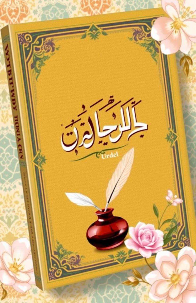 A beautifully designed book cover for an Urdu novel, featuring vibrant colors and elegant typography that showcases the title in ornate script