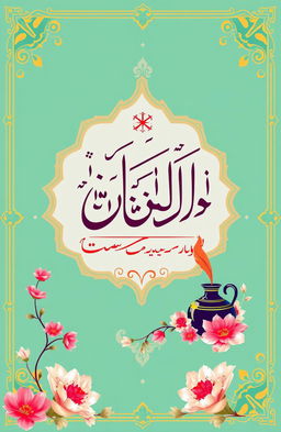 A beautifully designed book cover for an Urdu novel, featuring vibrant colors and elegant typography that showcases the title in ornate script