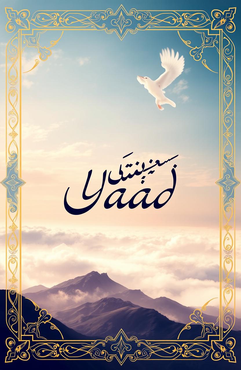 An elegant and artistic book cover design for an Urdu book titled 'Yaad'