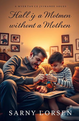 A poignant novel cover depicting a family scene without a mother