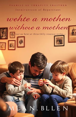 A poignant novel cover depicting a family scene without a mother