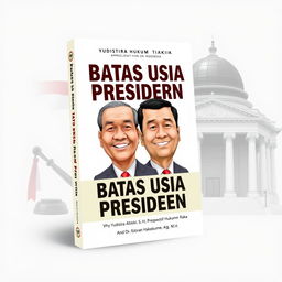 An academic book cover design featuring the title 'Batas Usia Presiden: Perspektif Hukum dan Politik' by Yudistira Abdi Rizki, S