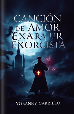 A captivating book cover design for 'CANCIÓN DE AMOR PARA UN EXORCISTA' by Yobanny Carrillo