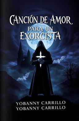 A captivating book cover design for 'CANCIÓN DE AMOR PARA UN EXORCISTA' by Yobanny Carrillo