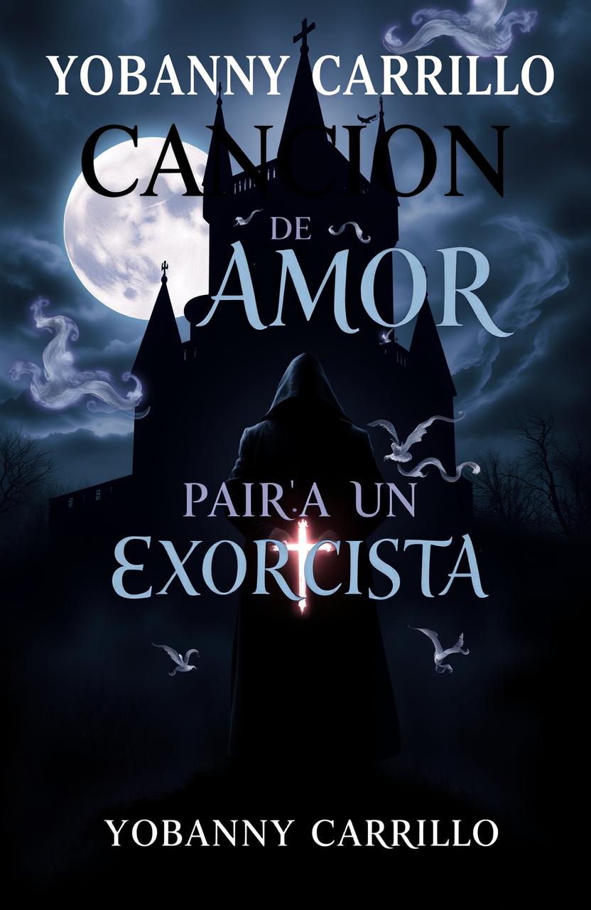 A captivating book cover design for 'CANCIÓN DE AMOR PARA UN EXORCISTA' by Yobanny Carrillo