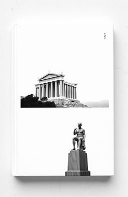 A minimalistic black and white book cover design featuring three images: the ancient Agora of Athens, the minaret of Jondy Shapor University in Iran, and the statue of 'Le Penseur'