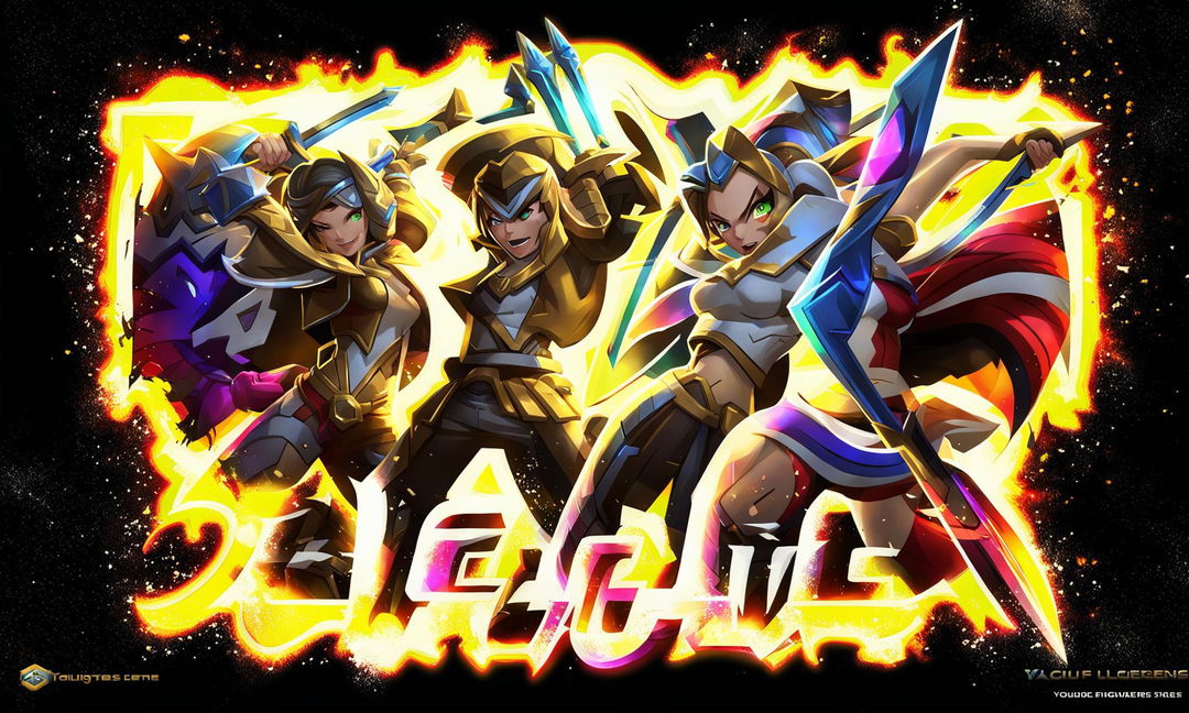 Digital art thumbnail featuring iconic League of Legends characters in action, with 'Epic Battle!' text overlay, and a fiery border.