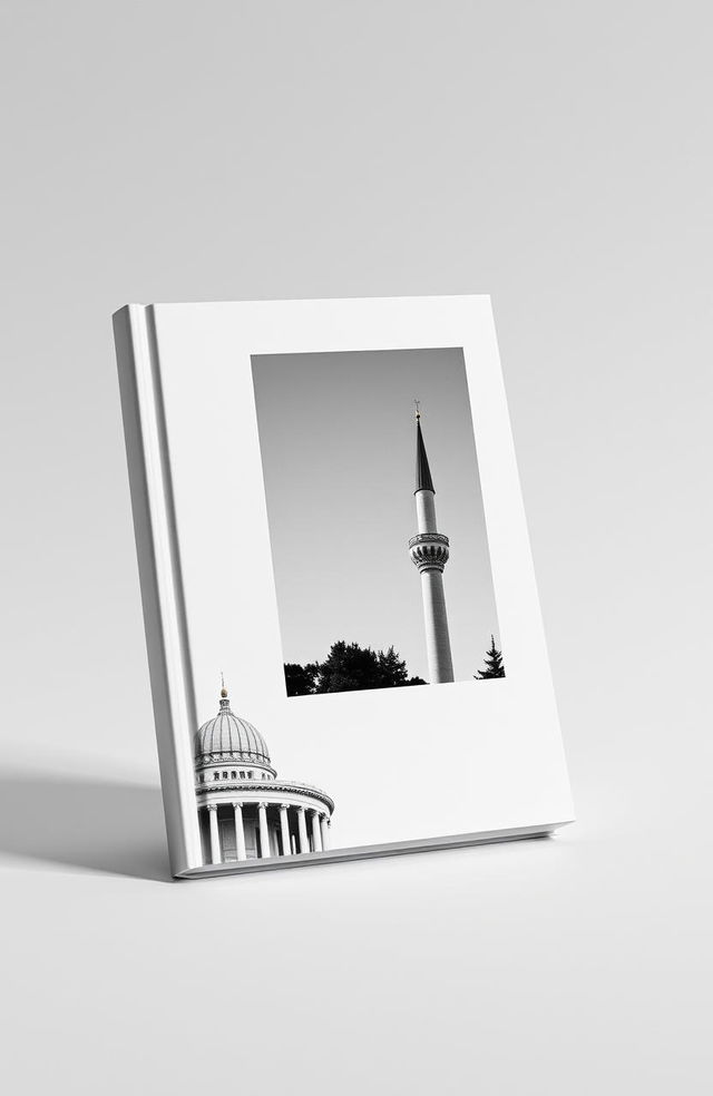 A minimalistic black and white book cover featuring three images: the ancient Agora of Athens, the minaret of Jondy Shapor University in Iran, and the statue of Le Penseur (The Thinker)