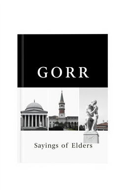 A minimalistic black and white book cover featuring three images: the ancient Agora of Athens in the first section, the minaret of Jondy Shapor University in Iran in the second section, and the statue of Le Penseur (The Thinker) in the third section